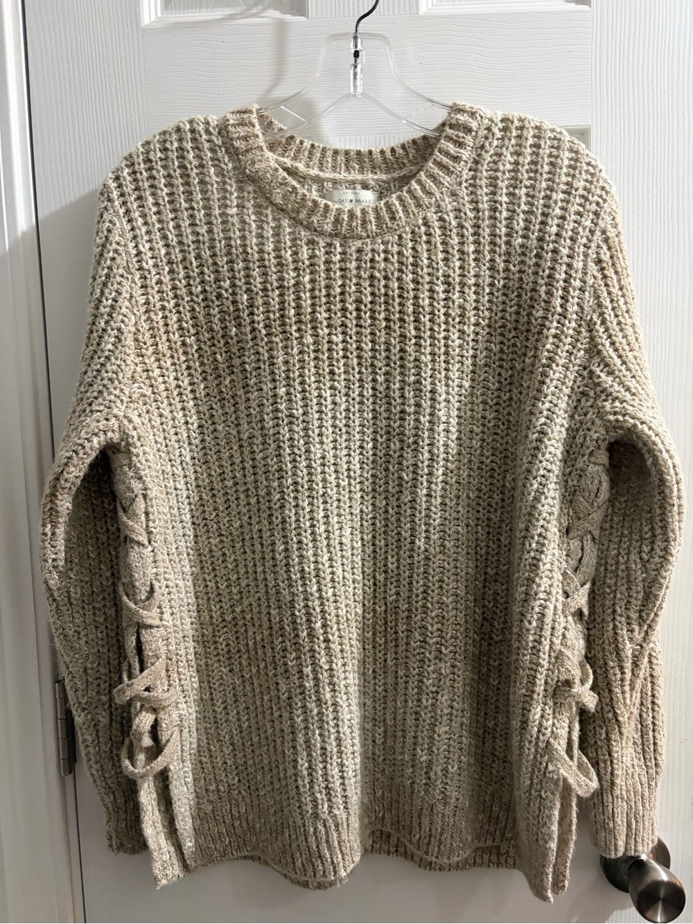 Lucky Brand Cream Lace-Up Side Sweater